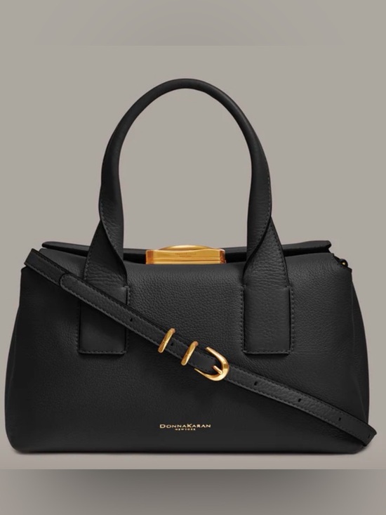 Donna Karan Handbags - NWT Donna Karan Amagansett Black Leather Satchel w/ Jewelry like closure.